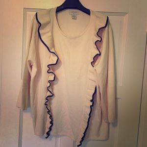 Ruffle front pullover sweater